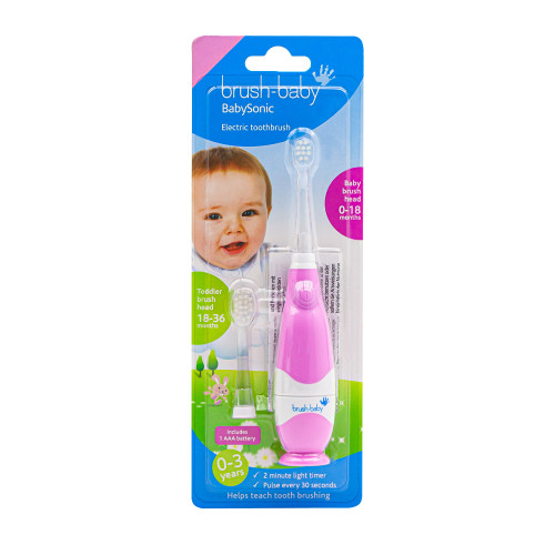 Электрическая звуковая зубная щетка Brush Baby BabySonic, розовая (0-3 года)