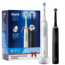 Электрическая зубная щетка Braun Oral-B PRO 3 3900 Duo, набор: белая и черная в Краснодаре