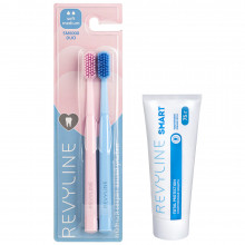 Набор зубных щеток Revyline SM6000 DUO Pink и Blue + Зубная паста Revyline Smart, 75 г в Краснодаре