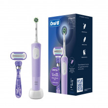 Набор Электрическая зубная щетка Braun Oral-B Vitality Pro Protect X Clean Cross Action, Lilac Mist + Бритва Gillette Venus Deluxe Smooth Swirl в Краснодаре