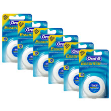 Набор из 6 зубных нитей Oral-B Essental floss waxed, 50 м