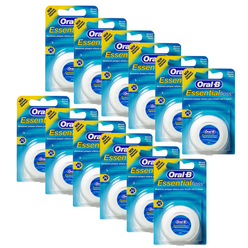 Набор из 12ти зубных нитей Oral-B Essental floss waxed 50 м