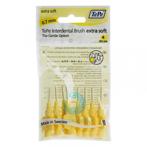 Ершики TePe Interdental Brush extra soft 0.7 мм Yellow
