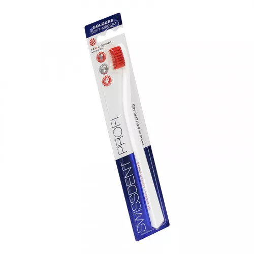 Зубная щетка SwissDent Profi красно-белая, soft-medium Зубная щетка SwissDent Profi красно-белая, soft-medium
