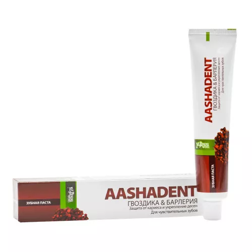 Зубная паста Aashadent Гвоздика и Барлерия, 100 г Зубная паста Aashadent Гвоздика и Барлерия, 100 г