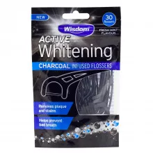 Зубочистки Wisdom Active Whitening Charcoal Floss Harps, угольные, с мультиволокнистой нитью, 30 шт в Краснодаре