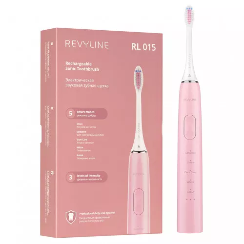 Электрическая звуковая зубная щетка Revyline RL 015, розовая Электрическая звуковая зубная щетка Revyline RL 015, розовая