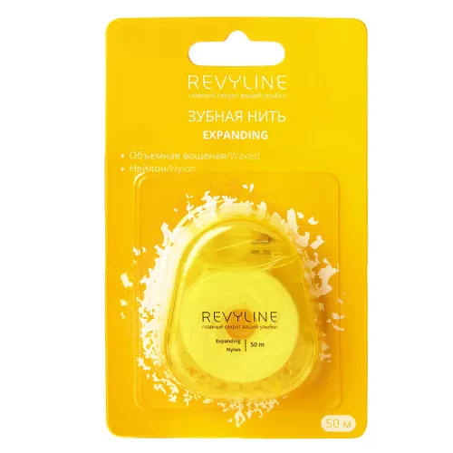Зубная нить Revyline 840D Expanding floss нейлон, вощеная, 50 м Зубная нить Revyline 840D Expanding floss нейлон, вощеная, 50 м