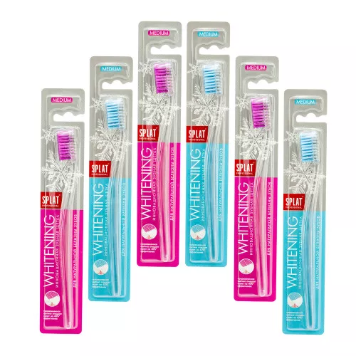 Набор зубных щеток Splat Whitening medium 6 штук Набор зубных щеток Splat Whitening medium 6 штук