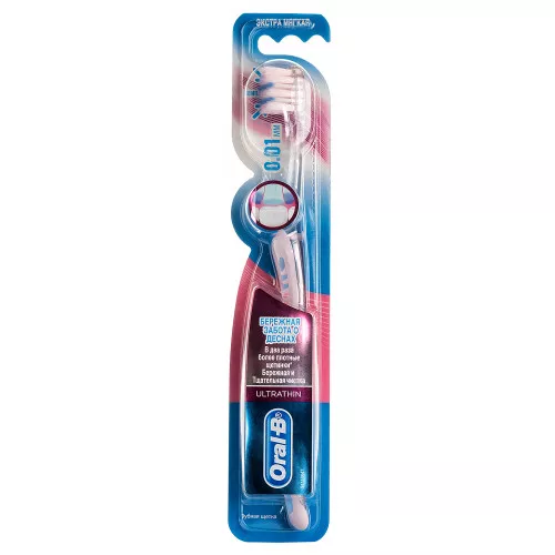 Зубная щетка Oral-B Ultra Thin бережная забота о деснах, розовая, extra soft