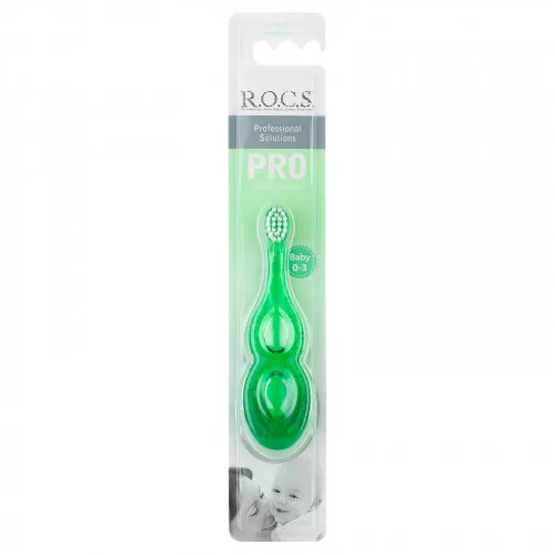 Зубная щетка R.O.C.S. PRO baby зеленая, 0-3 года Зубная щетка R.O.C.S. PRO baby зеленая, 0-3 года