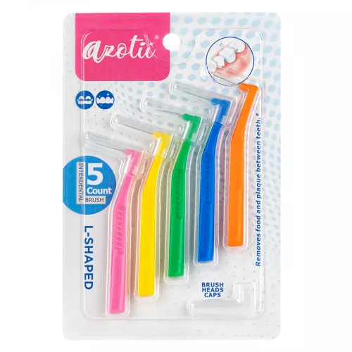 Ершики Azotii L-SHAPED Interdental Brushes Mix, 5шт Ершики Azotii L-SHAPED Interdental Brushes Mix, 5шт