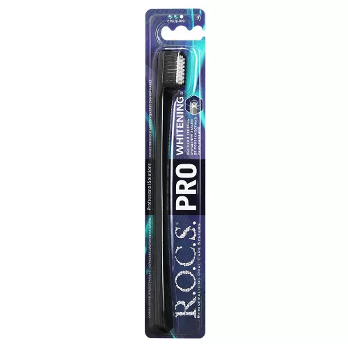 Зубная щетка R.O.C.S. PRO Whitening, medium, черная Зубная щетка R.O.C.S. PRO Whitening, medium, черная