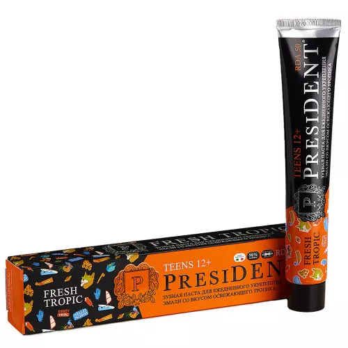 Зубная паста PresiDENT Teens Fresh Tropic 12+, 70 мл Зубная паста PresiDENT Teens Fresh Tropic 12+, 70 мл
