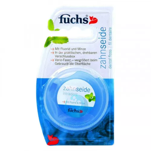 Зубная нить Fuchs Vario-Floss со фтором, 25 метров Зубная нить Fuchs Vario-Floss со фтором, 25 метров