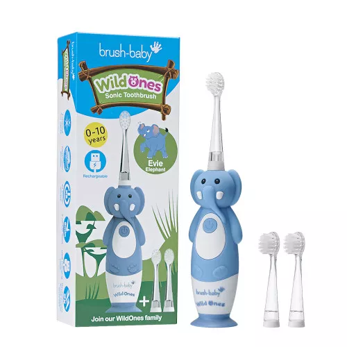 Детская электрическая зубная щетка Brush Baby Sonic Wildones BRB238, Слон (0-10 лет) Детская электрическая зубная щетка Brush Baby Sonic Wildones BRB238, Слон (0-10 лет)