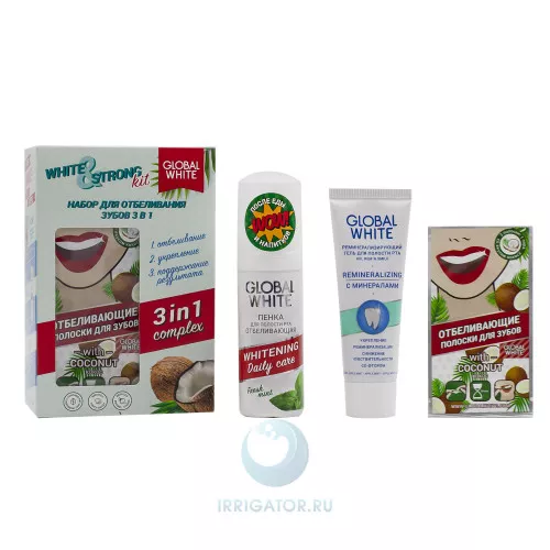 Набор Global White для отбеливания и реминерализации 3 в 1 White & Strong Kit Набор Global White для отбеливания и реминерализации 3 в 1 White & Strong Kit